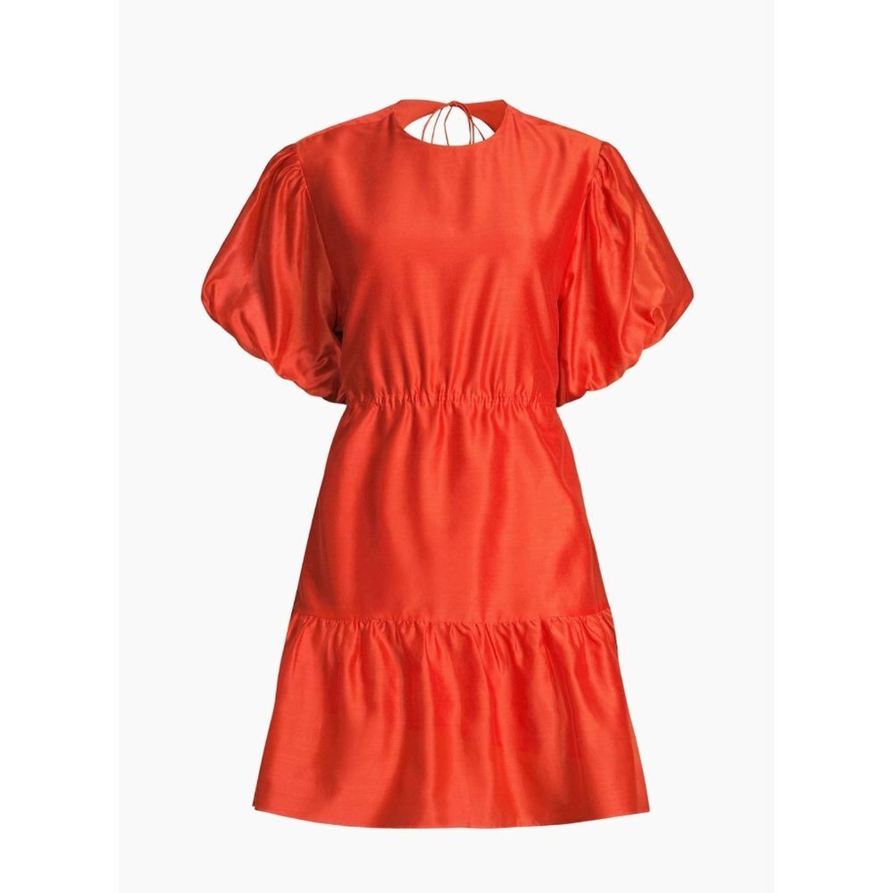 SIR. Lucelia Puff-Sleeve red backless Minidress Size 3/ L - Picture 3 of 9